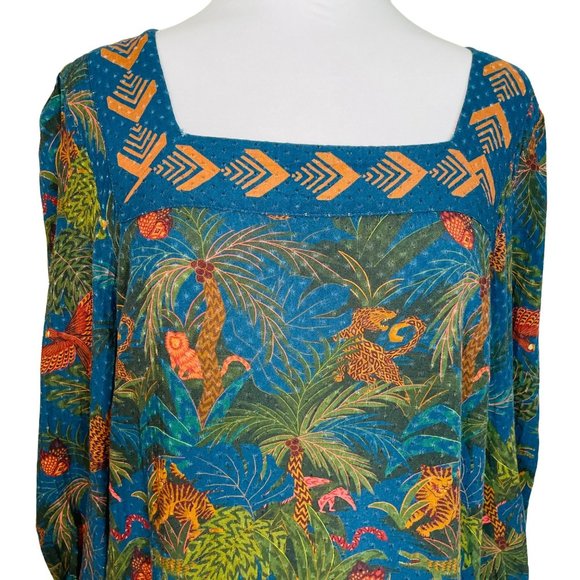 Farm Rio Blue Bianca Blouse Tropical Size Small - Picture 11 of 11